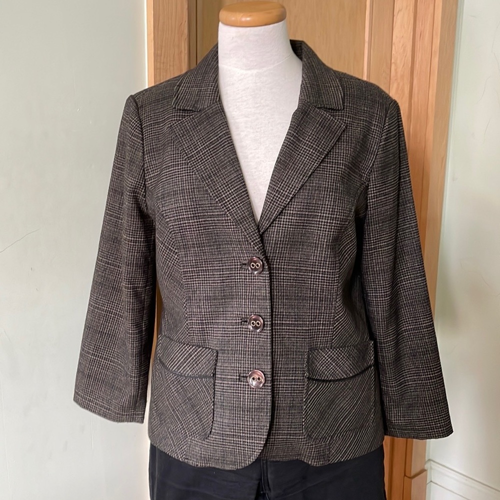 Lana Lee Vintage Pettite Black/Grey Plaid Short Jacket, Size 12